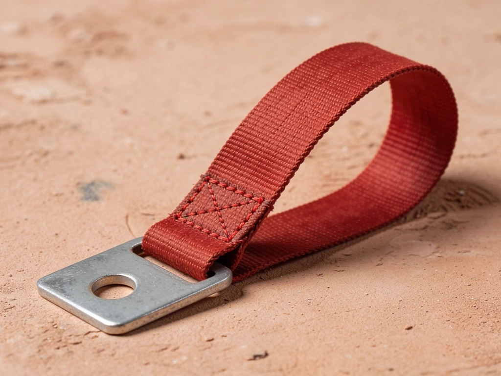 Bolt-Plate Tow Strap — 50 mm polyester webbing; 4 mm zinc-plated steel eye plate