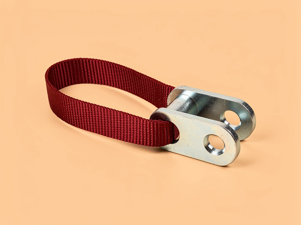 Clevis-Tab Tow Strap — 50 mm polyester webbing; paired 4 mm steel clevis tabs